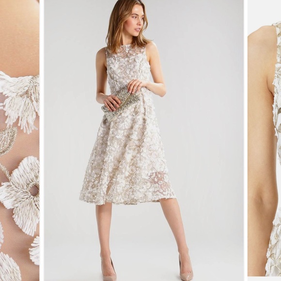 Adrianna Papell Floral Embroidered Crew Neck Fit and Flare Dress - Picture 5 of 17